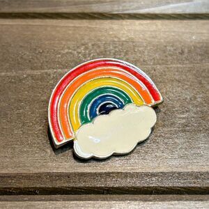 Vintage Gold Tone Rainbow with Cloud Enameled Pin